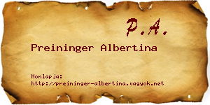 Preininger Albertina névjegykártya
